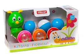 Игрушка - каталка Стеллар на веревочке Гусеница с шариками 01391