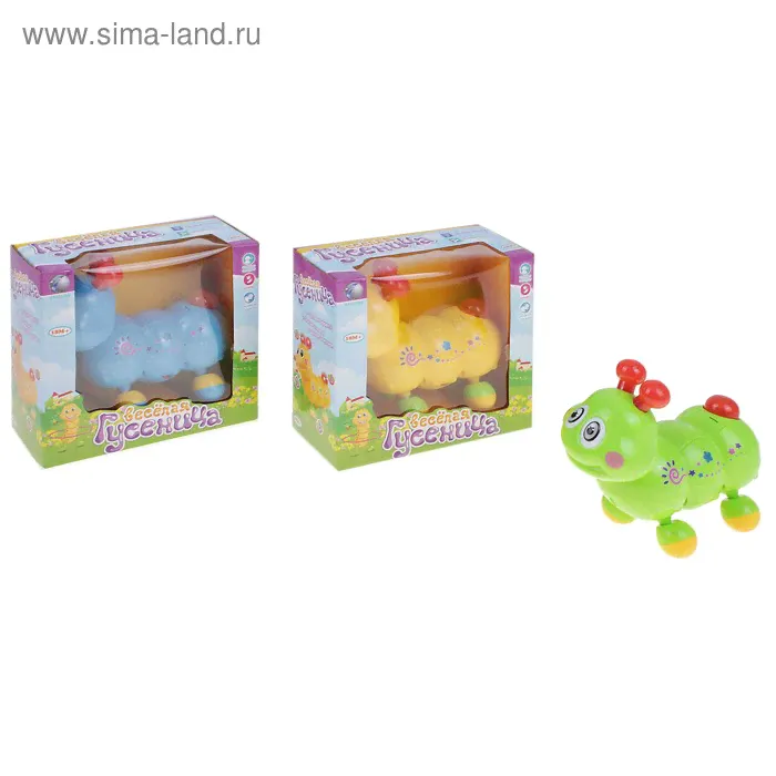 Игрушка музыкальная, "Веселая гусеница", двигается, русская озвучка, световые эффекты, работает от батареек, цвета МИКС